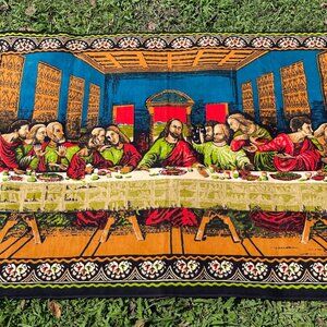 Cotton The Last Supper Tapestry Velvet Texture Large Christian Wall Hanging
